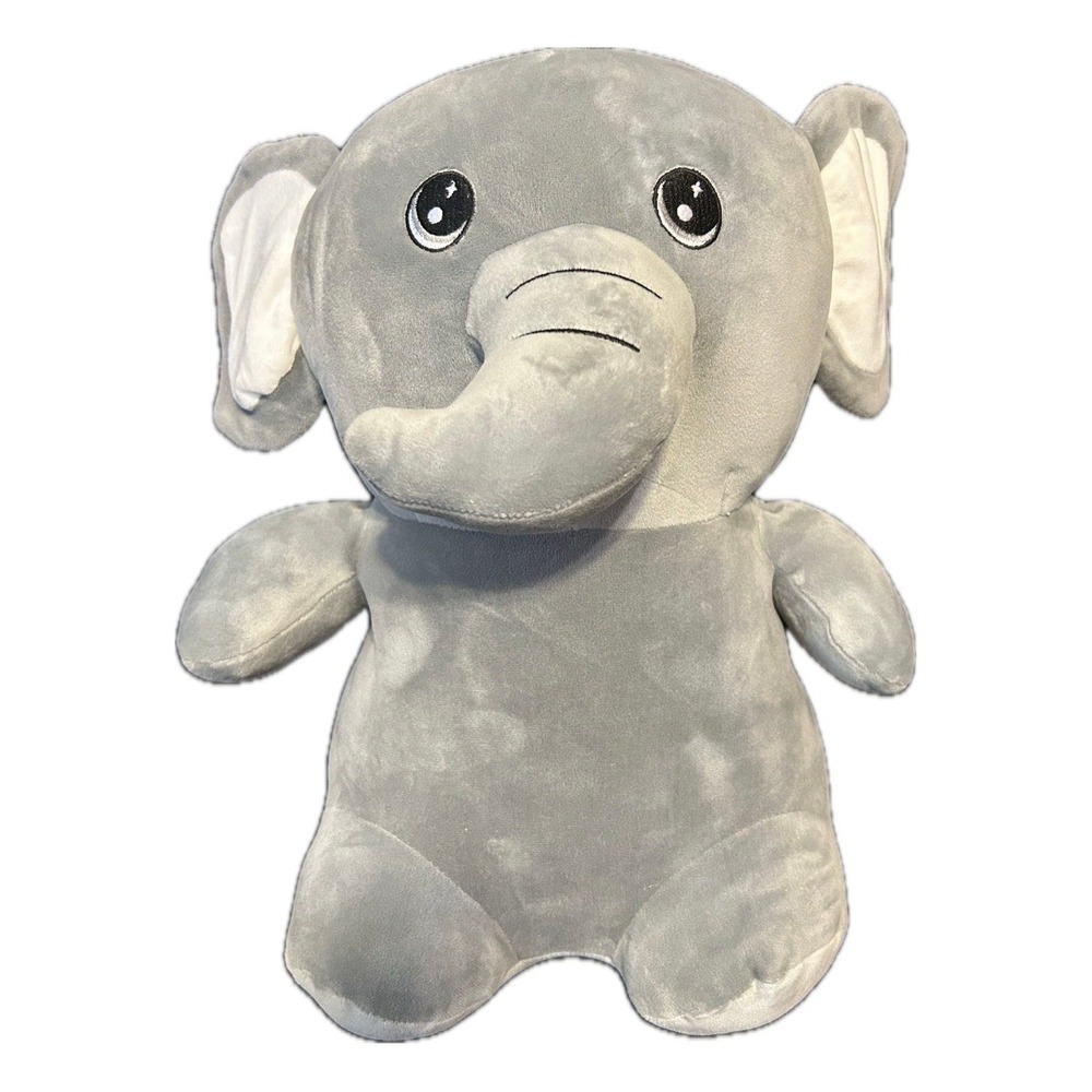 Green Brier Int. Elephant Plush Toy. Gray/White/Black. 15in Tall